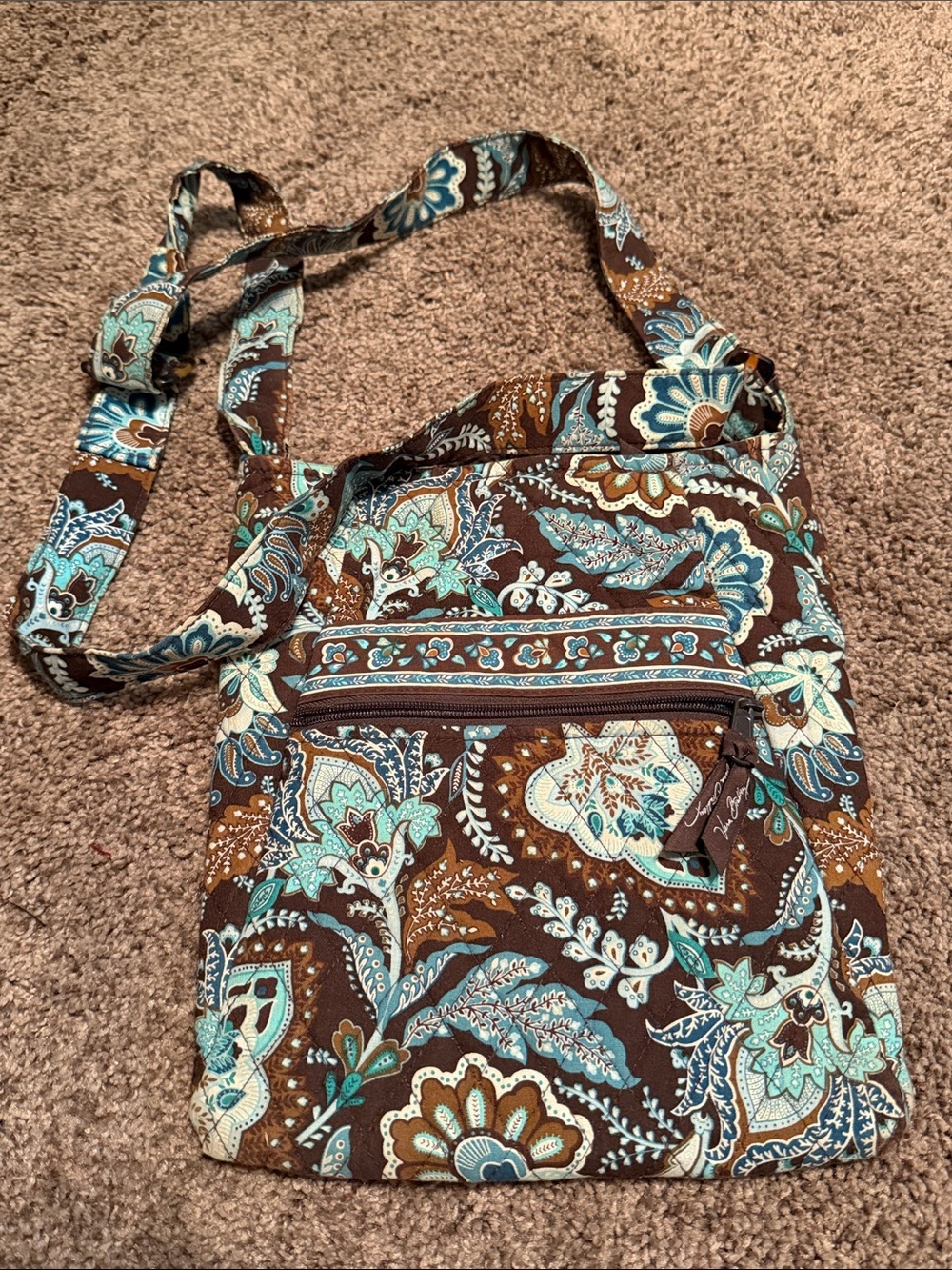 Vera Bradley Brown & Teal Paisley Quilted Crossbody